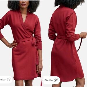 NWT Frank & Eileen Willa Long Sleeve Fleece Wrap Dress in Cranberry Sz L